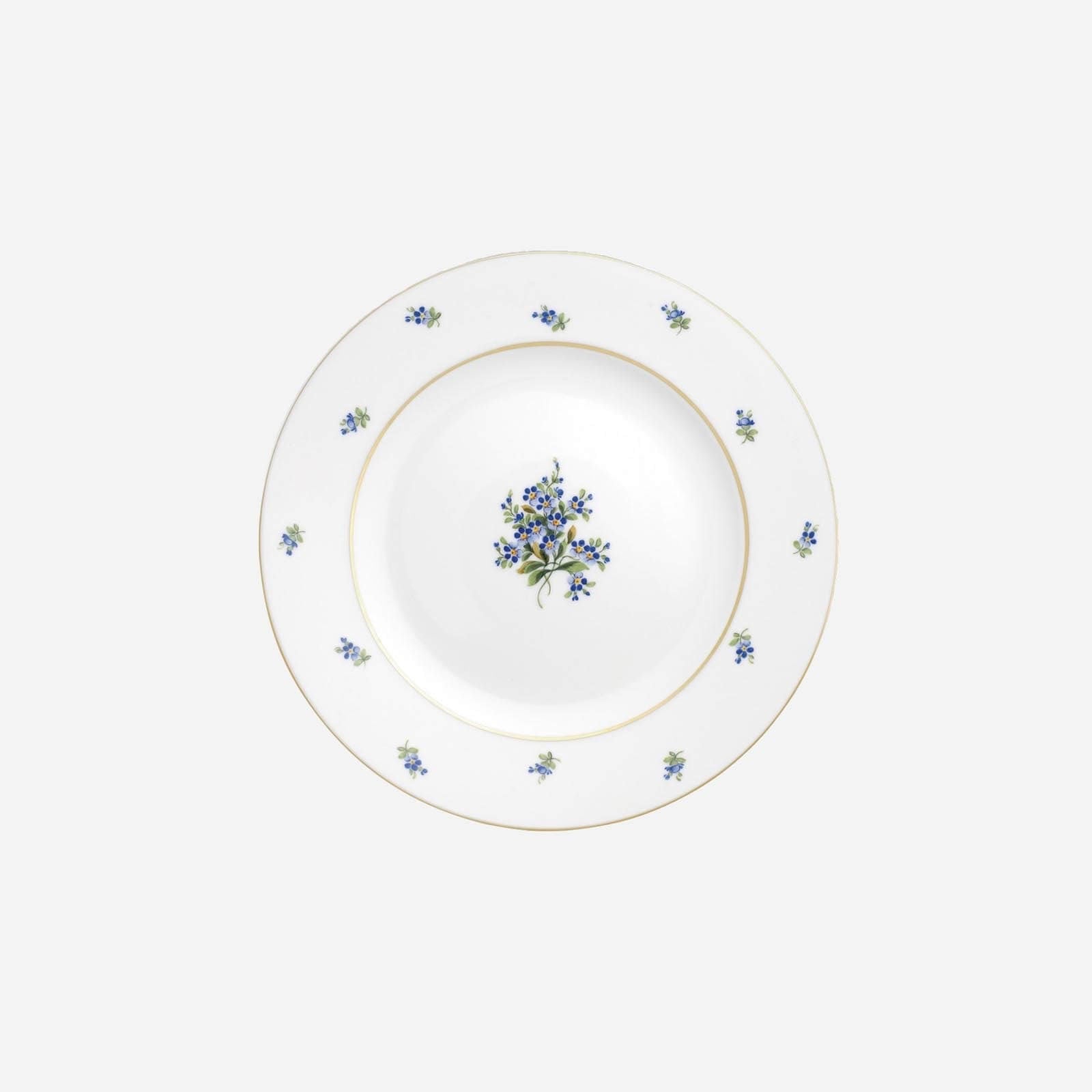 Originaler Augarten-Porzellanteller mit blauem Blumendekor